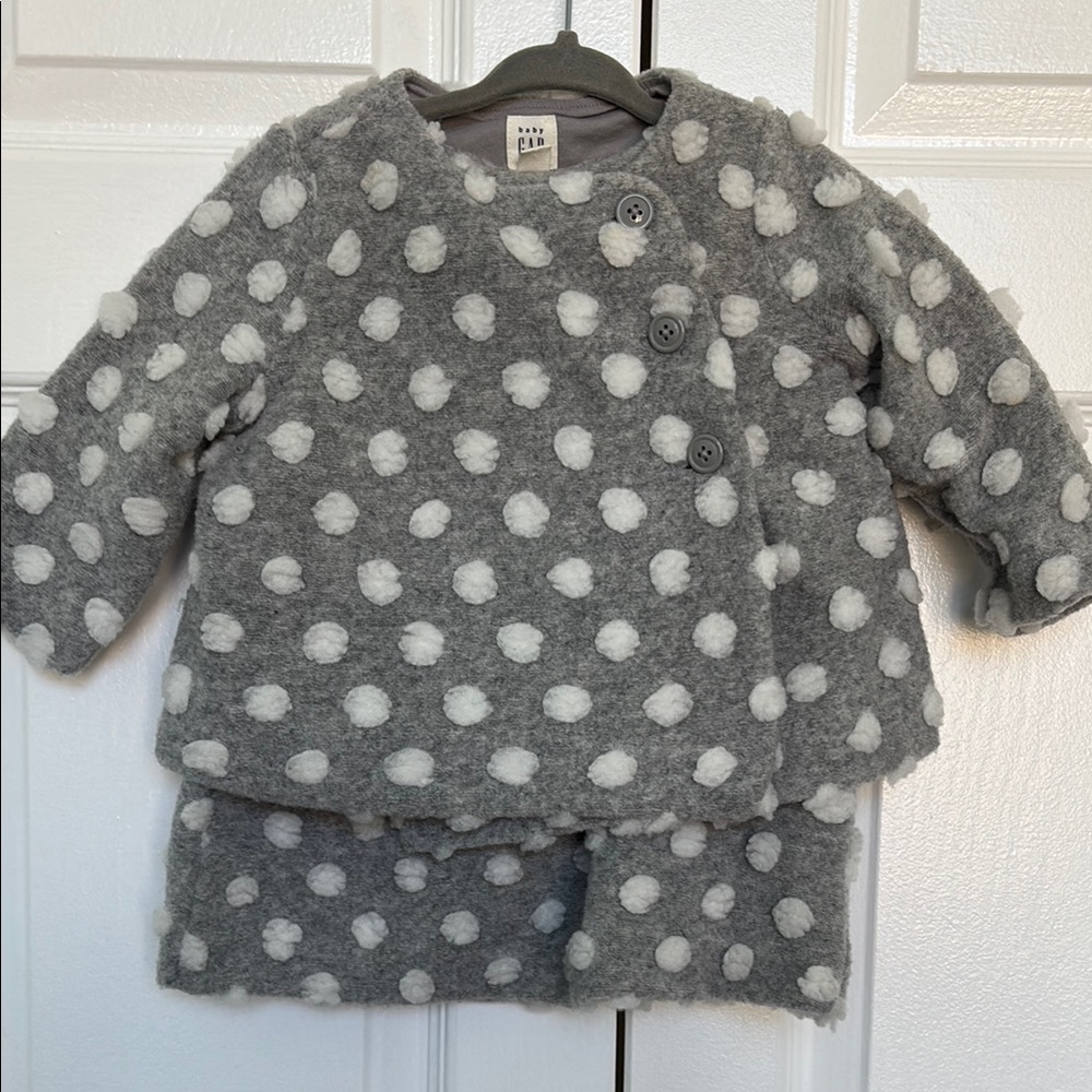 Baby Gap Grey and White Polka Dot Two Piece Dress and Cape Set Size 6-12M